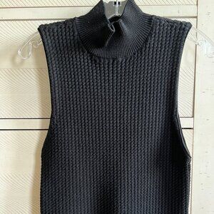 ALICE + OLIVIA DARINA MOCK NECK FITTED TANK TOP - SZ XL - BLACK